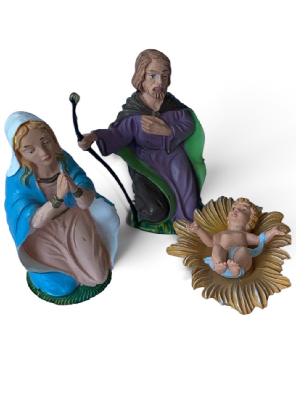 Vintage Made in Italy 3-Piece Nativity Set β Holy Family Figurines